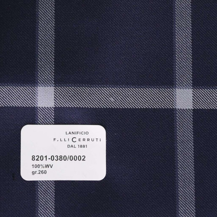 8201-0380/0002 Cerruti Lanificio - Vải Suit 100% Wool - Xám Caro